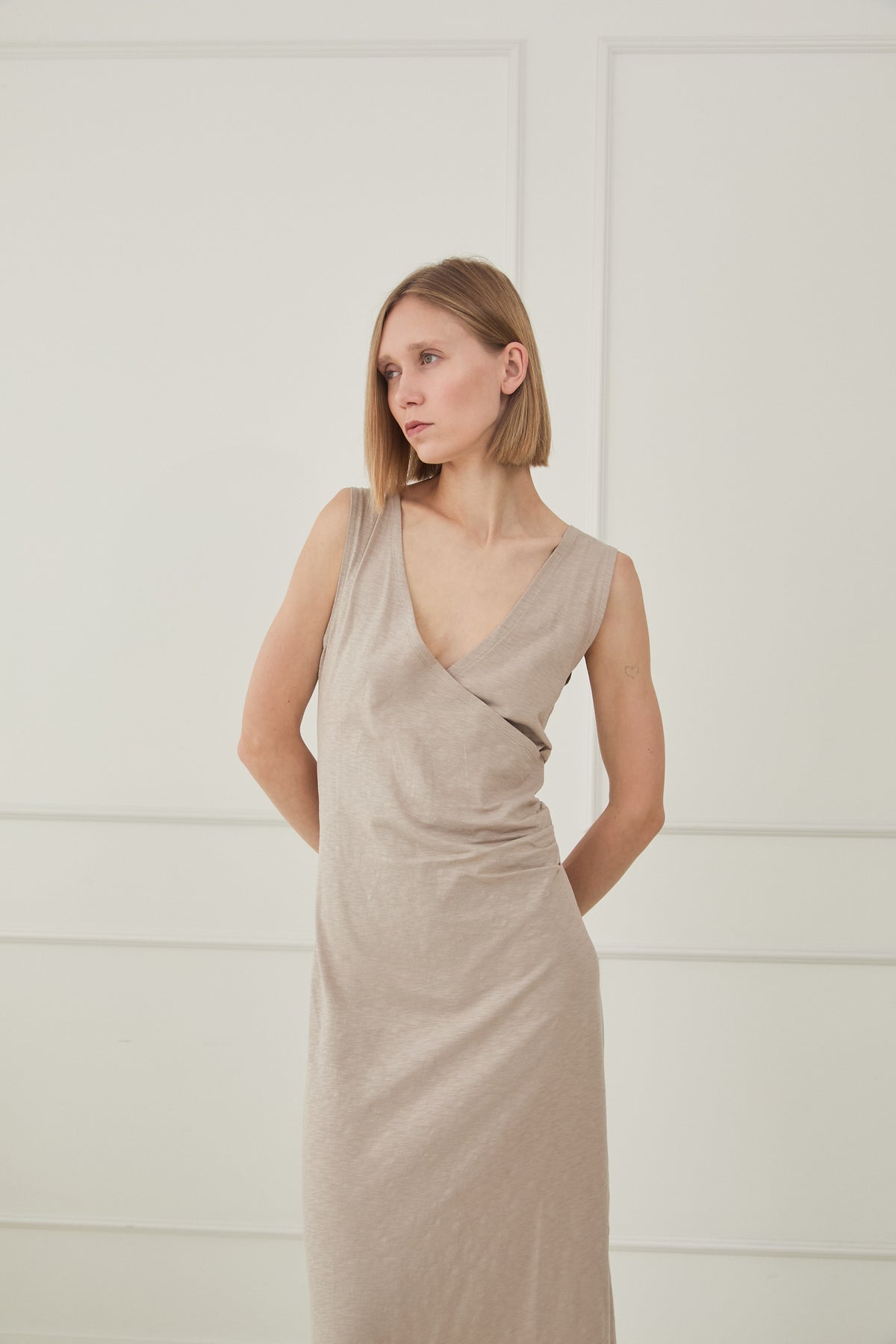 Maxi Vestido pinzas de algodón
